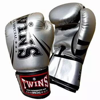 Twins Boxing Gloves PU Leather DM31 Silver 12 oz