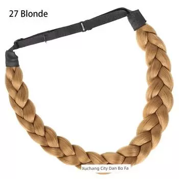Twist Braid Wig Hair Hoop Women s Handmade Fishbone Plaits Braided Hair Headband Braid Hair Accessories Internet Celebrity 2024 New Style Hair Band Adjustable braided wig [flax gold]]