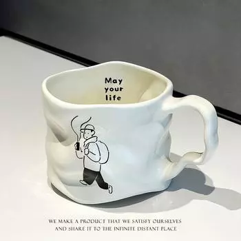 Twist Creative Trend Mug,Ceramic Irregular Afternoon Teacup,Color Box Packaging,Couples Christmas Gifts Drinkware 350ml