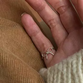 Twist Metal Bow Open Ring Female Niche Retro Sweet Personality Simple Versatile Temperament Ring Tail Ring