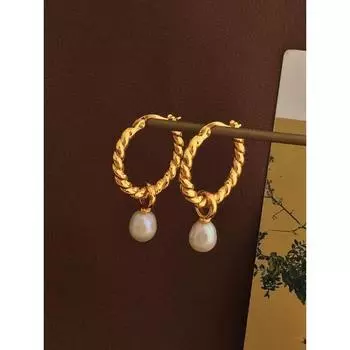 Твист-серьги-сетка, красные серьги с геометрическим жемчугом, ретро-серьги весны и лета, новые серьги