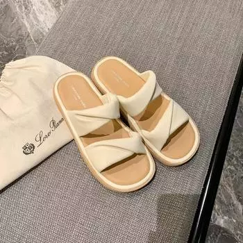 Twisted one word повседневные тапочки с толстой подошвой женские крутые тапочки для улицы летняя одежда 35 абрикосовый