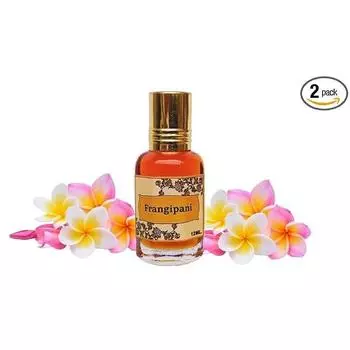 Twistedlily Frangipani Цветочные парфюмерные масла (Шариковый, 12 мл.) Стойкий и не содержащий спирта аттар для мужчин и женщин (Цветок плюмерии, 12 мл. Упаковка из 2 шт.) 6 ml (Pack of 2)