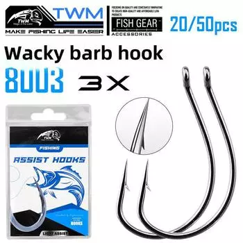 TWM 8003 Wacky Triple Inverted Soft Bait Fishing Hook - Крючок для ловли вьюна и аксессуары 3# 20 pieces