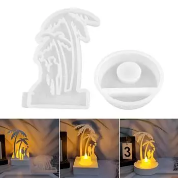 Две кокосовые пальмы подсвечники формы подсвечник силиконовые формы комбинированные литейные формы украшения гипсовые формы A