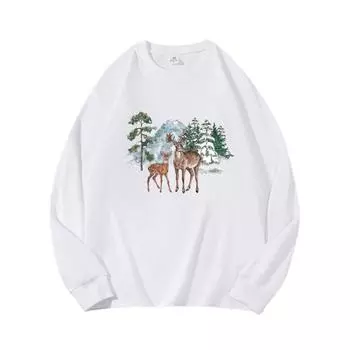 Two Deer Autumn Clothing Long Sleeved Pure Cotton New Men s and Women s Top, Spring Inner Layer, Basic Shirt, Round Neck Long Sleeved T-shirt M коричневый