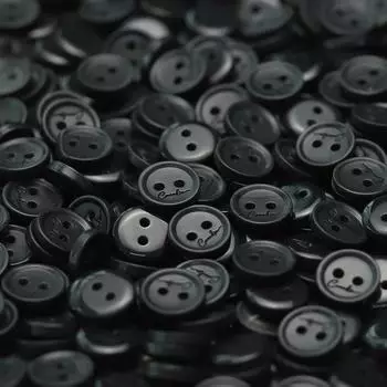 Two Eyes Resin Button Knitted Cardigan Black Beige Button Shirt Sleeve Collar Buckle Children S Clothes Decorative Buckle 1 #[11mm2382 two-eye signature black]