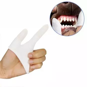 Two-finger Pet Tooth Brush Dog Cat Oral Cleaning Tools Finger Teeth Gloves for Puppy Kittens Nursing Supplies Tooth Decay белый