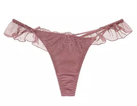 Two Hatch Ruffled Sexy Single Plum T-Back Panties, Lace, Underwear, Innerwear, Panty, c004s, XL,