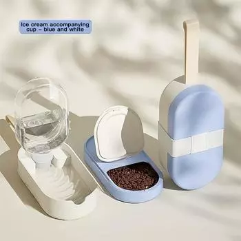 Two-in-one Pet Dogs Out Water Cup Portable For Cats Outdoor Drinking Water Puppy Water Food Water Bottle Pet Supplies синий