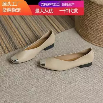 Two-layer cowhide mother shoes 2025 new summer popular casual mature wind shallow mouth low heel single shoes female foreign style 34 кирпич красный