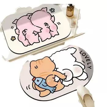 Two-piece Cartoon Grab Butt Bathroom Bathroom Toilet Door Quick Drying Mat Entrance Door Entry Door Entry Door 40*60cm+40*60cm2.5mm