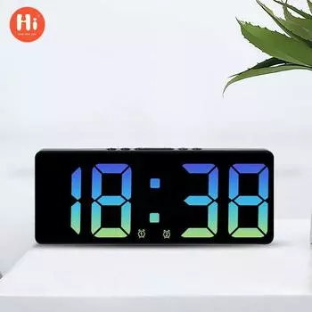 Two sets of alarm clocks, simple LED clock, large-screen digital clock, bedroom bedside clock, Korean version of fashion clock белый