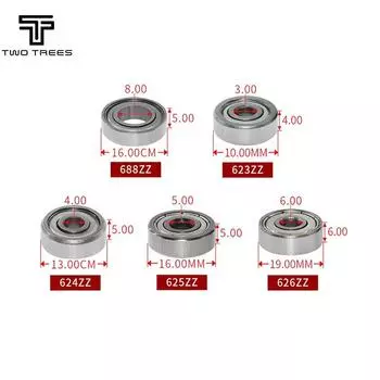 TWO TREES 10 шт./лот фланцевый шарикоподшипник 623zz 624zz 625zz глубокий паз фланцевый шкив колесо для деталей 3D-принтеров