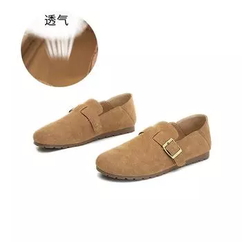 Two wear leather retro casual shoes 2025 autumn new shoes flat-bottomed lazy single shoes women s flat-bottomed versatile women s shoes 35