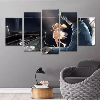 Твоя апрельская апрельская ложь Shigatsu wa kimi no uso, японское аниме, 5 шт., настенное искусство, холст, HD постеры, картины, домашний декор, фотографии 20x35 20x45 20x55cm