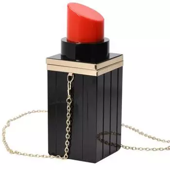 Творческая губная помада в форме металлической цепочки, женская сумка через плечо, вечерняя сумка через плечо чёрный