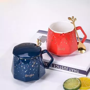 Творческая индивидуальность трендовая кофейная чашка в скандинавском стиле керамическая чашка с крышкой и ложкой офисный стакан для воды подарочный набор коричневый