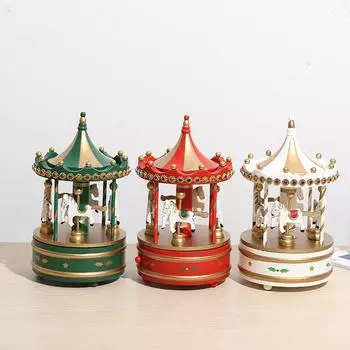 Творческая карусель, рождественские детские подарки, рождественская деревянная музыкальная шкатулка, украшения для дома, рабочего стола, рождественская елка, октавная коробка золотой