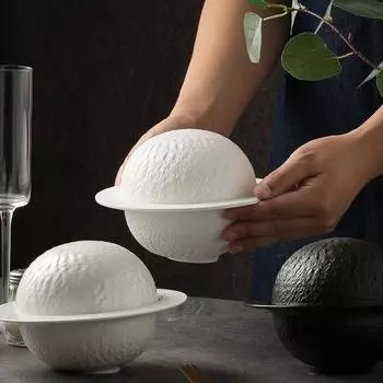 Творческая керамическая посуда White Planet, сферическая каменная тарелка, миска для ресторана, украшение для основного блюда, бытовая посуда, тарелка