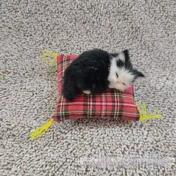 Творческая кукла Орнамент Симуляция Мини Кошка Симпатичная ткань Pad Плюшевые кошки Дети Подарки На день рождения Украшения Имитация Кошка Домашний декор Принадлежности чёрный