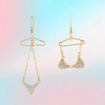 Творческая личность Панк Асимметричные серьги Циркон Бикини Серьги Модные женские аксессуары