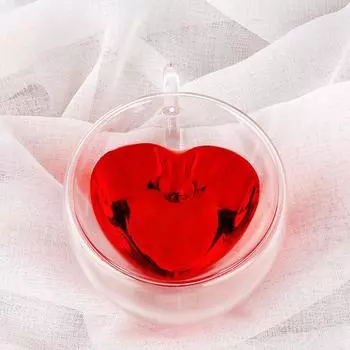 Творческая личность Стеклянная чашка в форме сердца с защитой от ожогов Кофейная чашка Чашка для воды Чашка для молока прозрачный