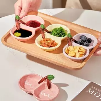 Творческая нестандартная керамическая тарелка для соевого соуса в корейском стиле для ресторана, кимчи, домашняя изысканная тарелка для послеобеденного чая и фруктов