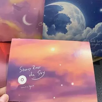 Творческая Рождественская Запись Поздравительная Открытка Подарок На День Рождения 3D Стерео Благословение Открытка Фонограф Исповедь синий