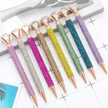 Творческая вращающаяся металлическая ручка Роскошная хрустальная ручка-дрель Отличная шариковая ручка-дрель для девочек 08