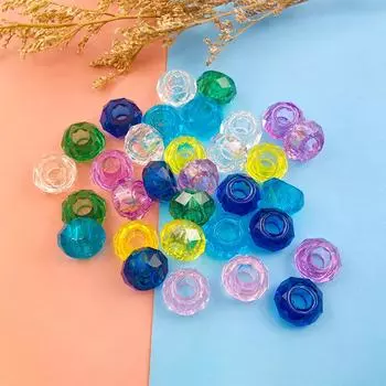 Творческие бусины с большими отверстиями 7x13 мм, разноцветные, прозрачные, 10 шт., материал для самостоятельного бисероплетения, хрустальные бусины фиолетовый