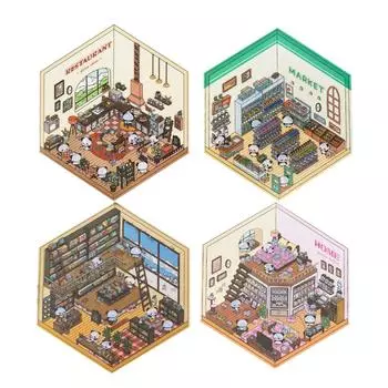 Творческие DIY 3D наклейки для дома, сцена в домике, складывающиеся в стопку, снимающие стресс, для рук ребенка, подарок для ребенка Ac X5O7 D-1set