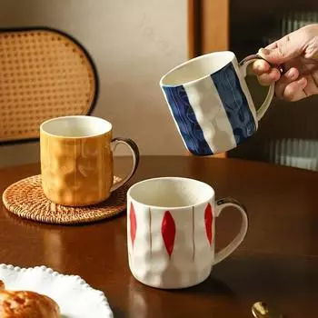 Творческие изысканные керамические кружки, высококачественные офисные кружки для отдыха, чашки для воды, домашние чашки для послеобеденного чая, кофейные чашки, уникальная парная кружка 350ml