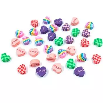 Творческие креативные свободные бусины DIY материал 10 шт. мягкая керамика для изготовления ювелирных изделий любовь смешанные бусины украшения в форме сердца фиолетовый