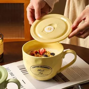 Творческие минималистичные керамические кружки с крышкой, модные изысканные домашние чашки для завтрака, кофе, праздничные подарки, пара стаканов для воды 700ml