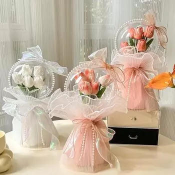 Творческие подарки на День святого Валентина Подарок на день рождения Букет из шариков-помпонов Тюльпаны Рождественский букет