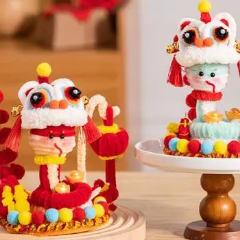 Творческие поделки на тему Года Змеи Поделки с украшениями на тему Лунного года Змеи Наборы для рукоделия с витыми палочками Змея-ершик для трубок Танец Льва Змея синий