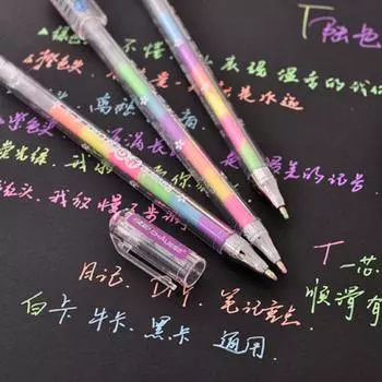 В 1 ручке 6 цветов (как на фотографии )1 мм Цвет:фиолетовый, красный, зеленый, синий, розовый, желтый 1pcs