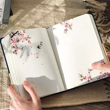 Творческий блокнот с цветными страницами в китайском стиле, твердый переплет, ежедневник, еженедельник, справочник, цветная внутренняя страница для студентов зелёный