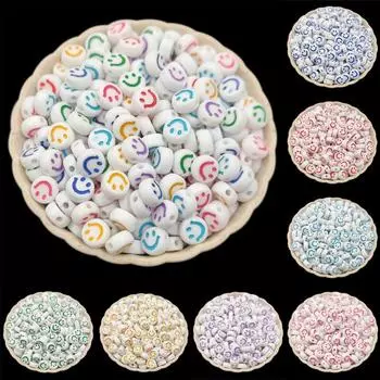 Творческий для изготовления ювелирных изделий кулон милый красочный улыбающийся 50 шт 4*7 мм оптовая продажа свободные бусины ожерелье браслет DIY ремесла синий