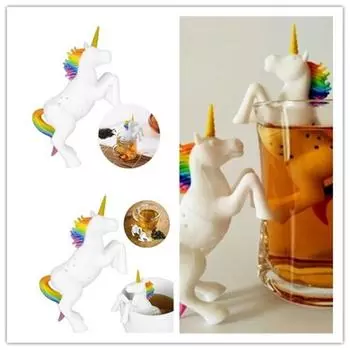Творческий дом Высококачественный пищевой силикон в форме единорога Чайная утварь для животных Фильтр для трав и специй разноцветный