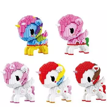 Творческий Единорог Микрочастицы Строительные Блоки Девочек Игрушки Сборка Подарков Милые Единороги Украшения Развивающие Игры Для Отдыха No box