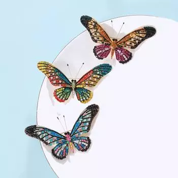 Творческий и простой модный корсаж, брошь-бабочка из сплава со стразами, булавка для воротника и аксессуаров для одежды