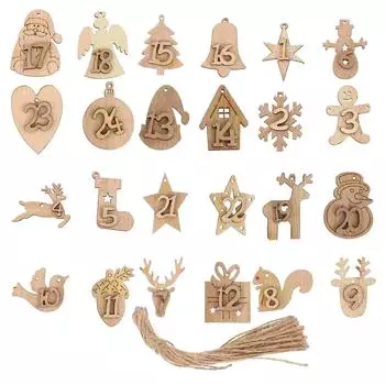 Творческий календарь Рождественские цифры Подарочная бирка Шарм Рождественские украшения Декор Календари 4X3X0.2CM хаки