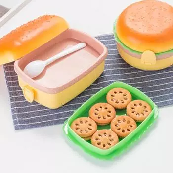 Творческий ланч-бокс в форме бургера для детей, многослойный ланч-бокс Bento для микроволновой печи с посудой, переносной контейнер для хранения продуктов