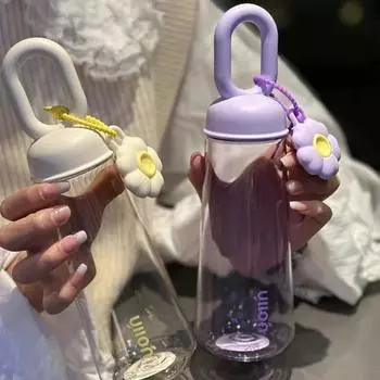 Творческий лепесток портативный универсальный уличный высокая красота женский пластиковый стакан для воды студенческий большой емкости легкий роскошный ручной стакан 0.5L