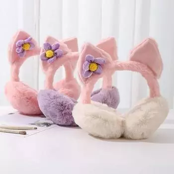 Творческий милый мультфильм кошка кролик ушки теплые наушники кролик ушки мягкий чехол для ушей плюшевые сохраняют тепло ветрозащитный чехол для ушей для женщин
