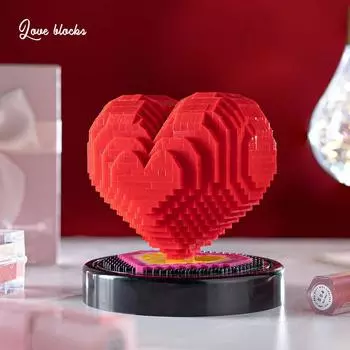 Творческий MOC Building Brick Red Love Heart Модель Micro Diamond Block Assemble Nanobricks Развивающие игрушки для девочек Подарки