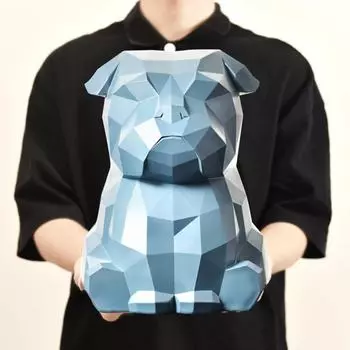 Творческий мультфильм геометрическая собака копилка французский бульдог копилка большая детская мальчик девочка сберегательная касса подарочные украшения синий