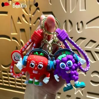 Творческий мультяшный брелок-подвеска с фруктами - милый автомобильный орнамент и подарок в виде машинки-коготь Single OPP Bag Packaging